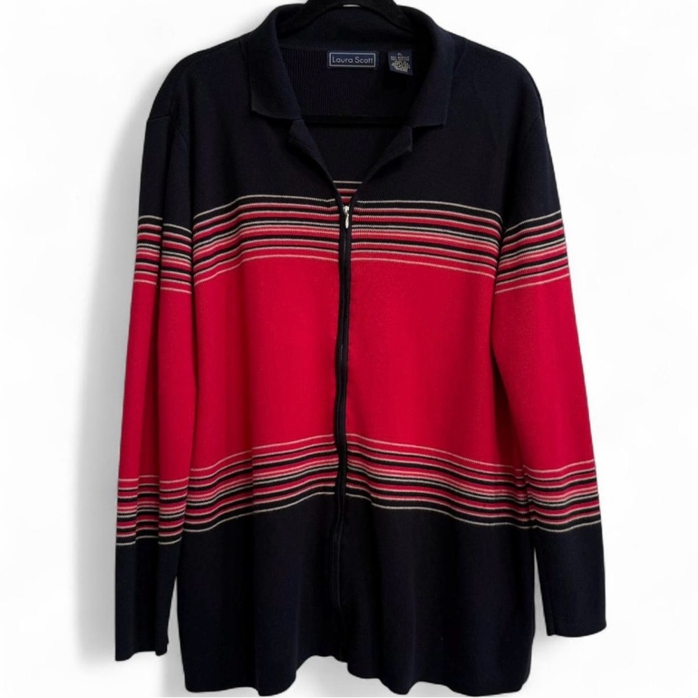 Vintage! Striped Collared Zip Up